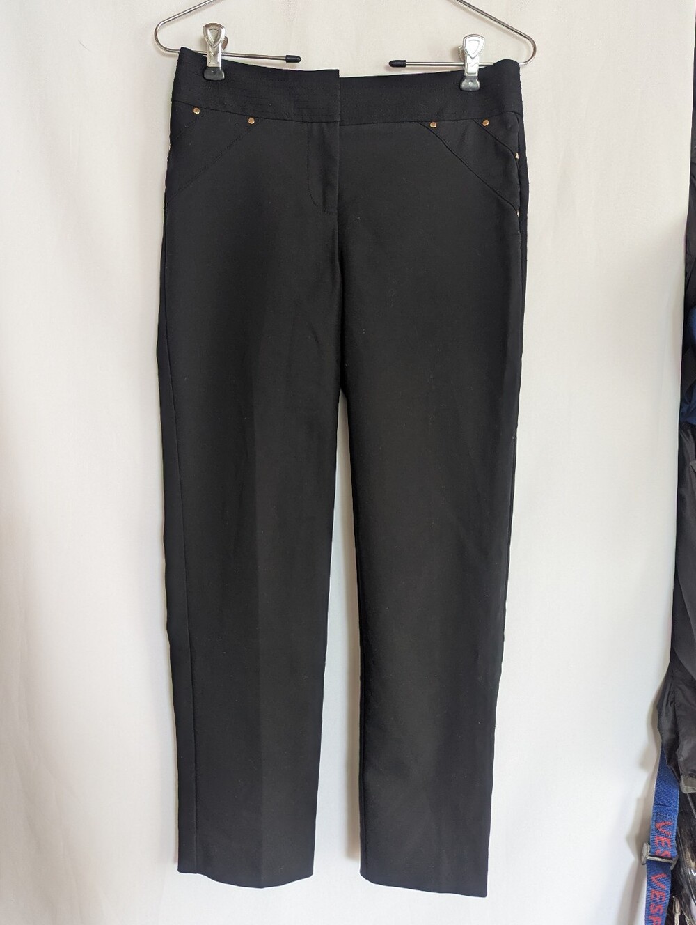 Cache 0 XS Black Low Rize Straight-Leg Pants Ankle Length Cropped